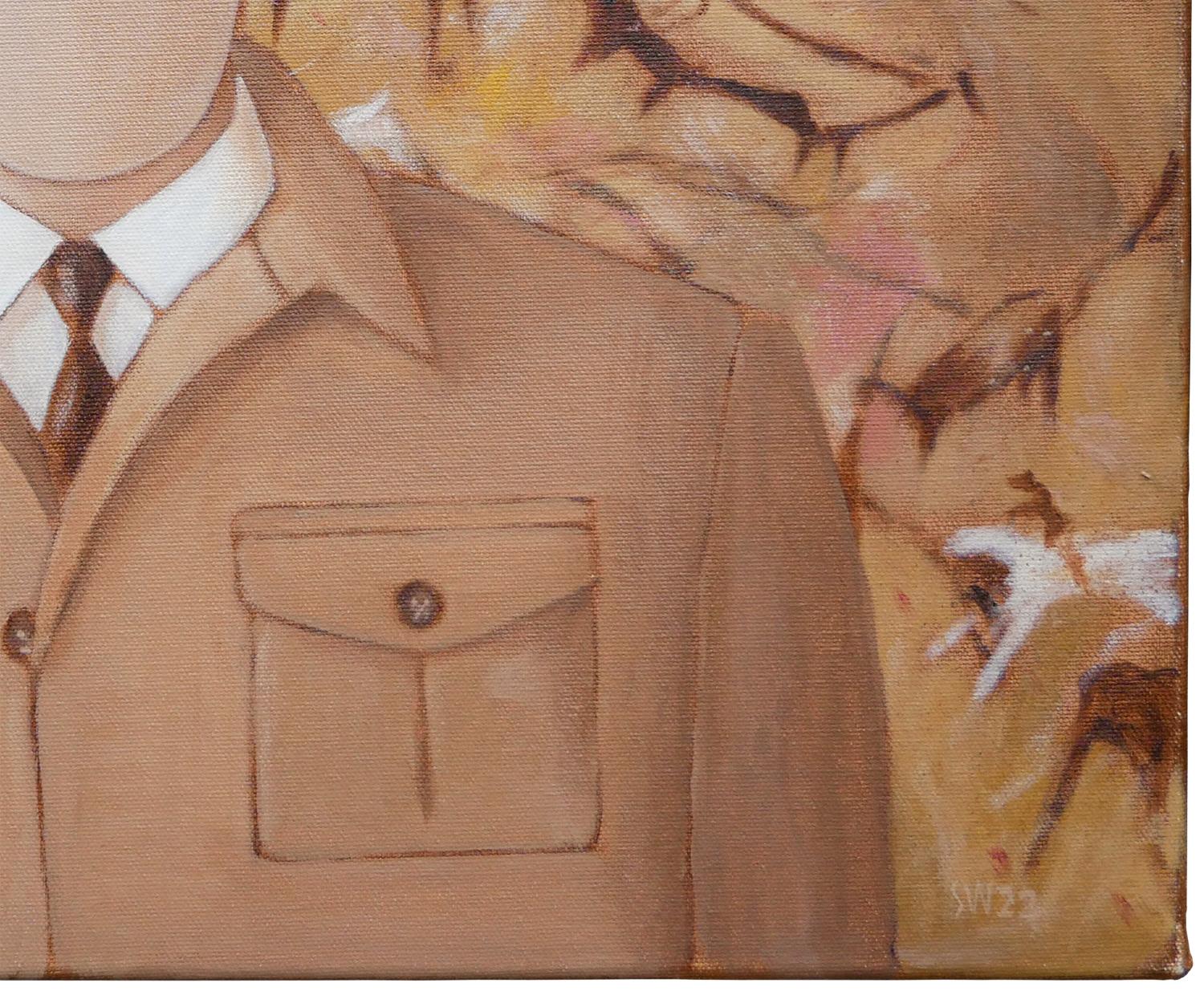 “Lascaux Khaki” Brown Abstract Figurative Contemporary Painting For Sale 4