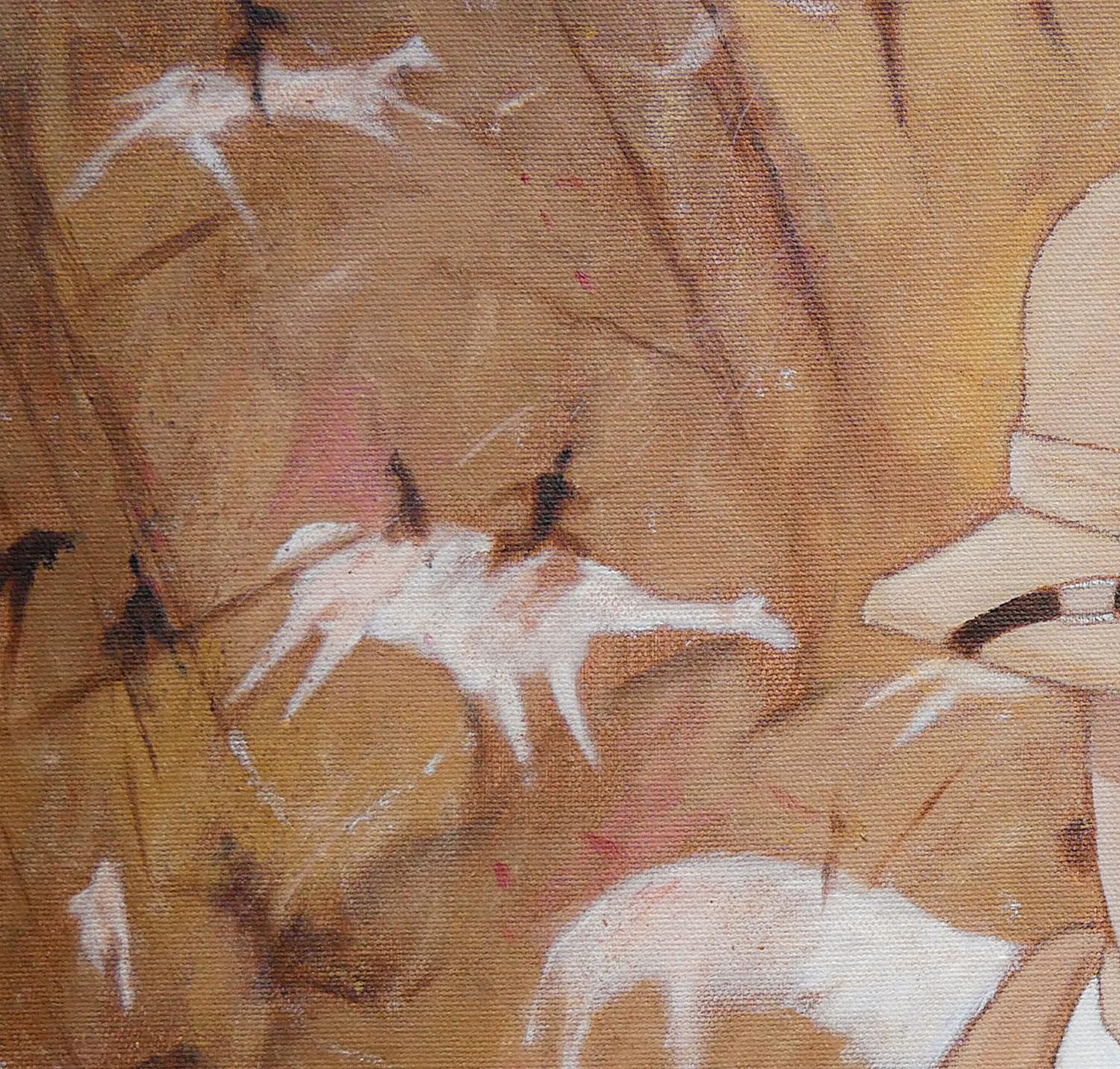 Peinture figurative abstraite contemporaine marron kaki Lascaux en vente 3