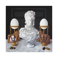"M. A. Mark Still Life" Contemporary Realist Black and White Interior Painting
