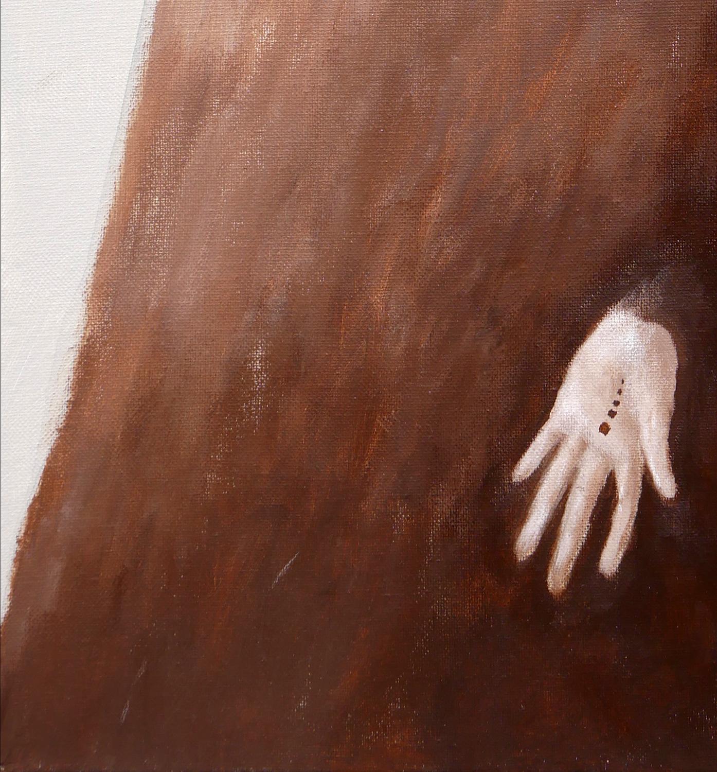 „Marked“ Braunes, monochromes, zeitgenössisches, surrealistisches Gemälde im Angebot 1
