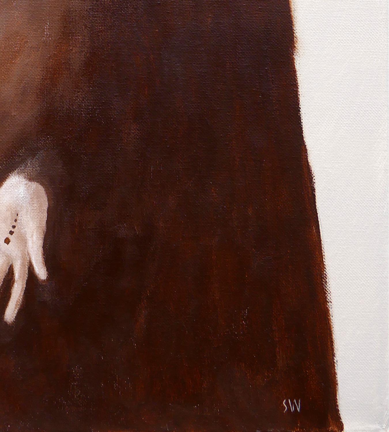 „Marked“ Braunes, monochromes, zeitgenössisches, surrealistisches Gemälde im Angebot 2