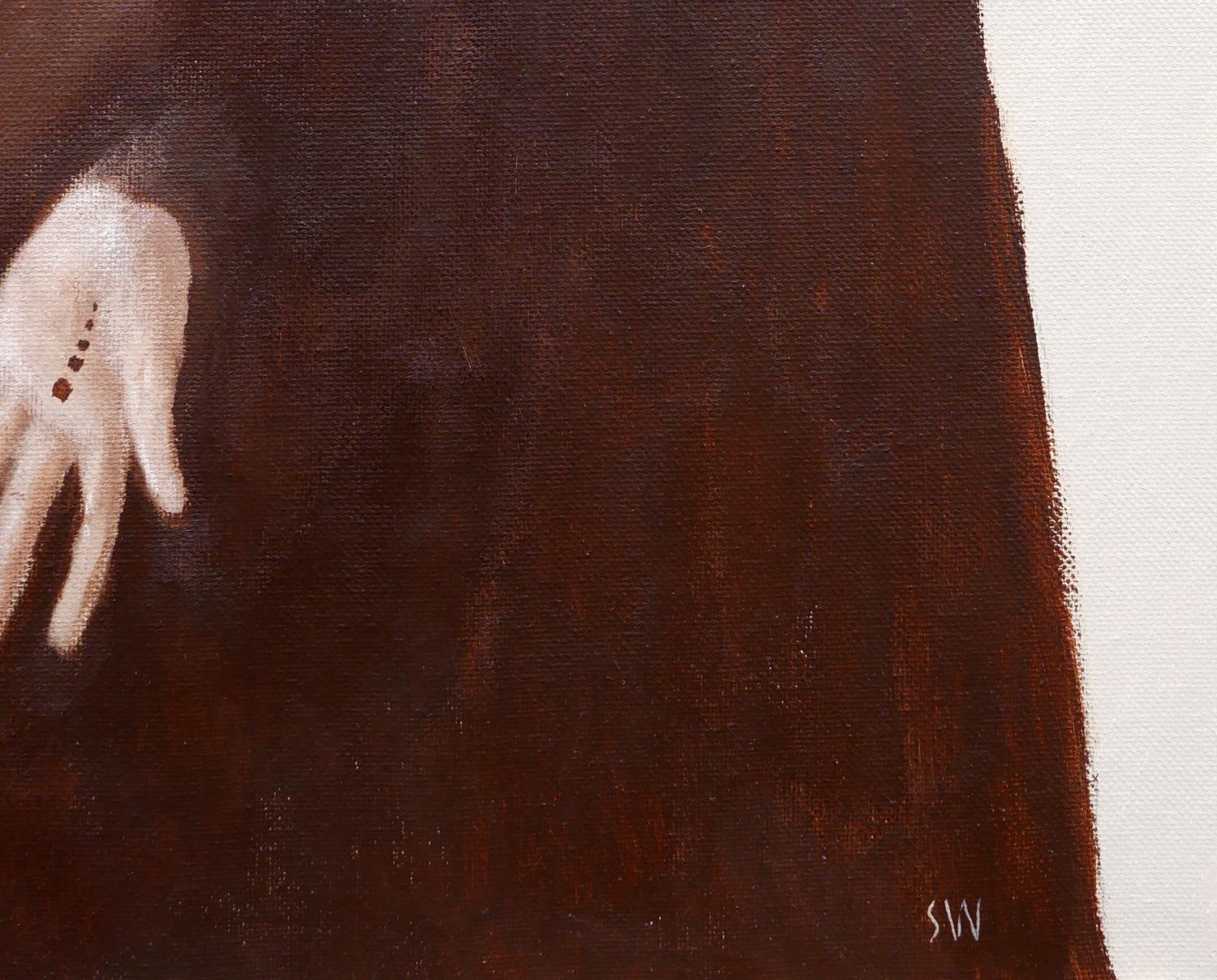 „Marked“ Braunes, monochromes, zeitgenössisches, surrealistisches Gemälde im Angebot 3