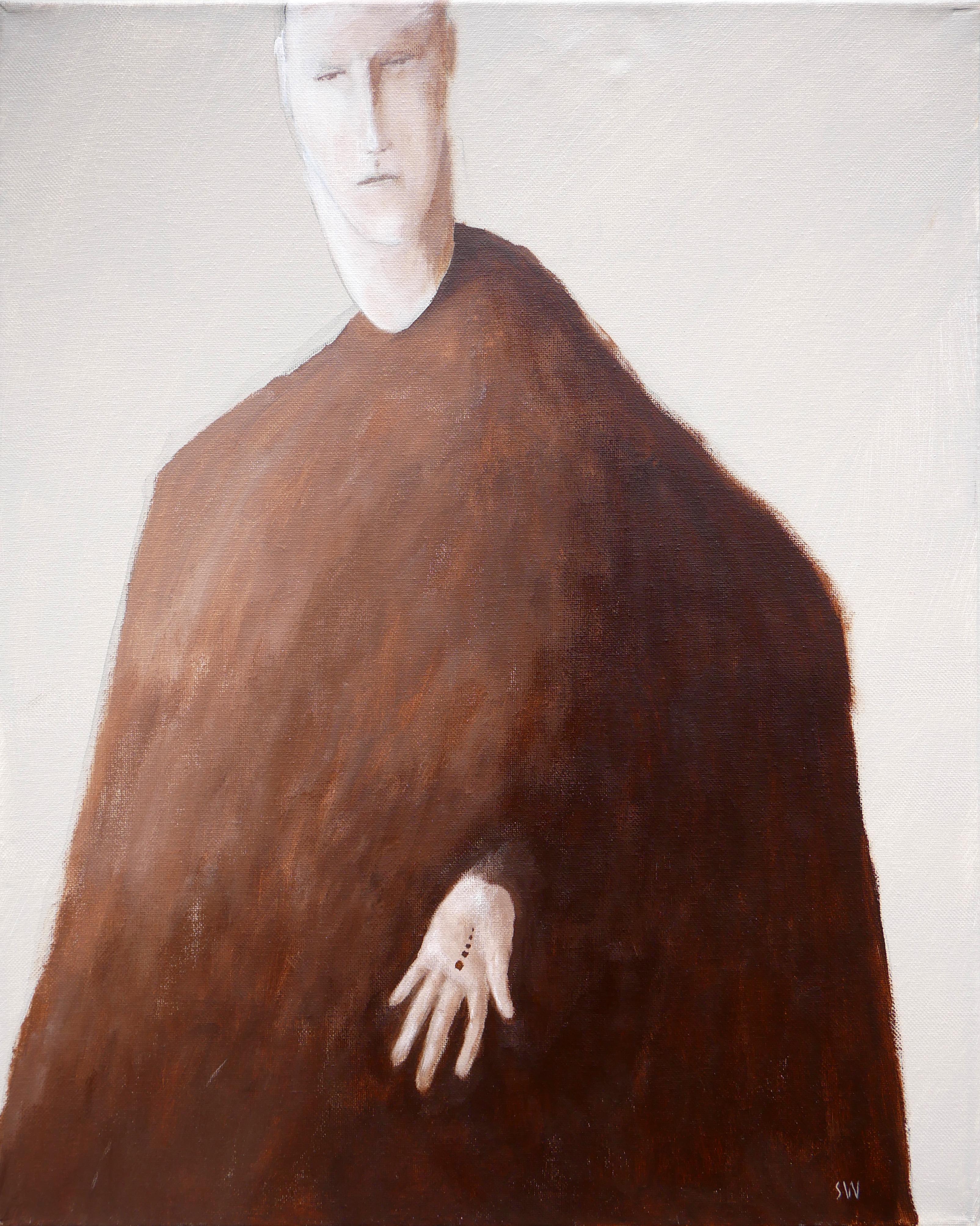 Scott Woodard Figurative Painting - "Marked" Brown-Toned Monochromatic Contemporary Surrealist Painting