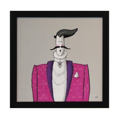 "Mssr. Quadro di figura aristocratica astratta "Violette" rosa, viola e grigio