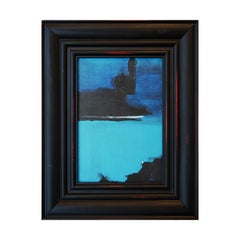 "Nocturne" Blue and Black Abstract Surrealist Landscape Painting