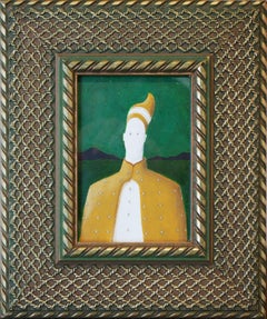 "Spellbound" Green and Gold Surrealist Abstract Figurative Painting