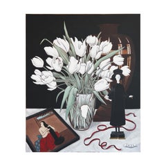 "Naturaleza muerta con tulipanes" Arte realista contemporáneo Pintura histórica de naturaleza muerta