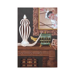 "St.Sebastian Still Life Big Striped Jar" Contemporary Realist Interior Painting