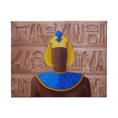 “The Pharaoh’s Lover” Blue and Brown Abstract Figurative Contemporary Painting