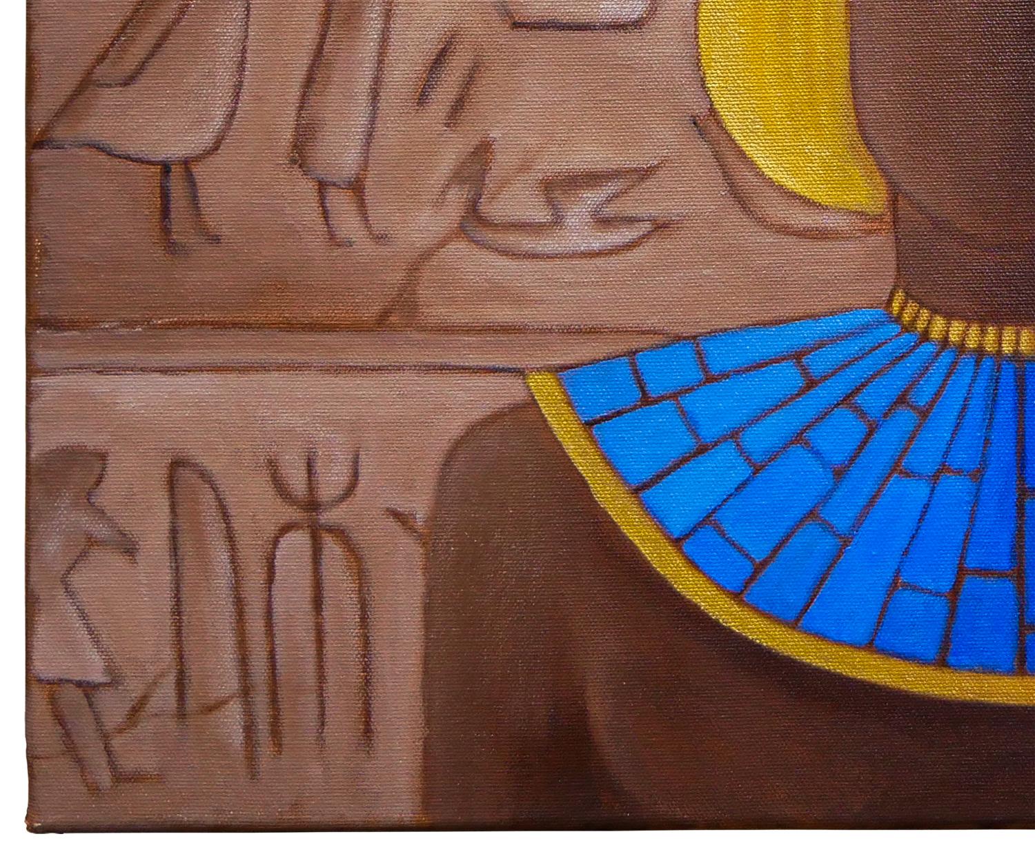 “The Pharaoh’s Lover” Blue and Brown Abstract Figurative Contemporary Painting For Sale 3