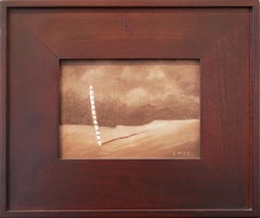 "The Turning Point" Brown and White Abstract Surrealistic Landscape Painting