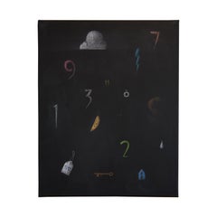 "Today’s Mood" Contemporary Surrealist Painting of Numbers & Weather Icons