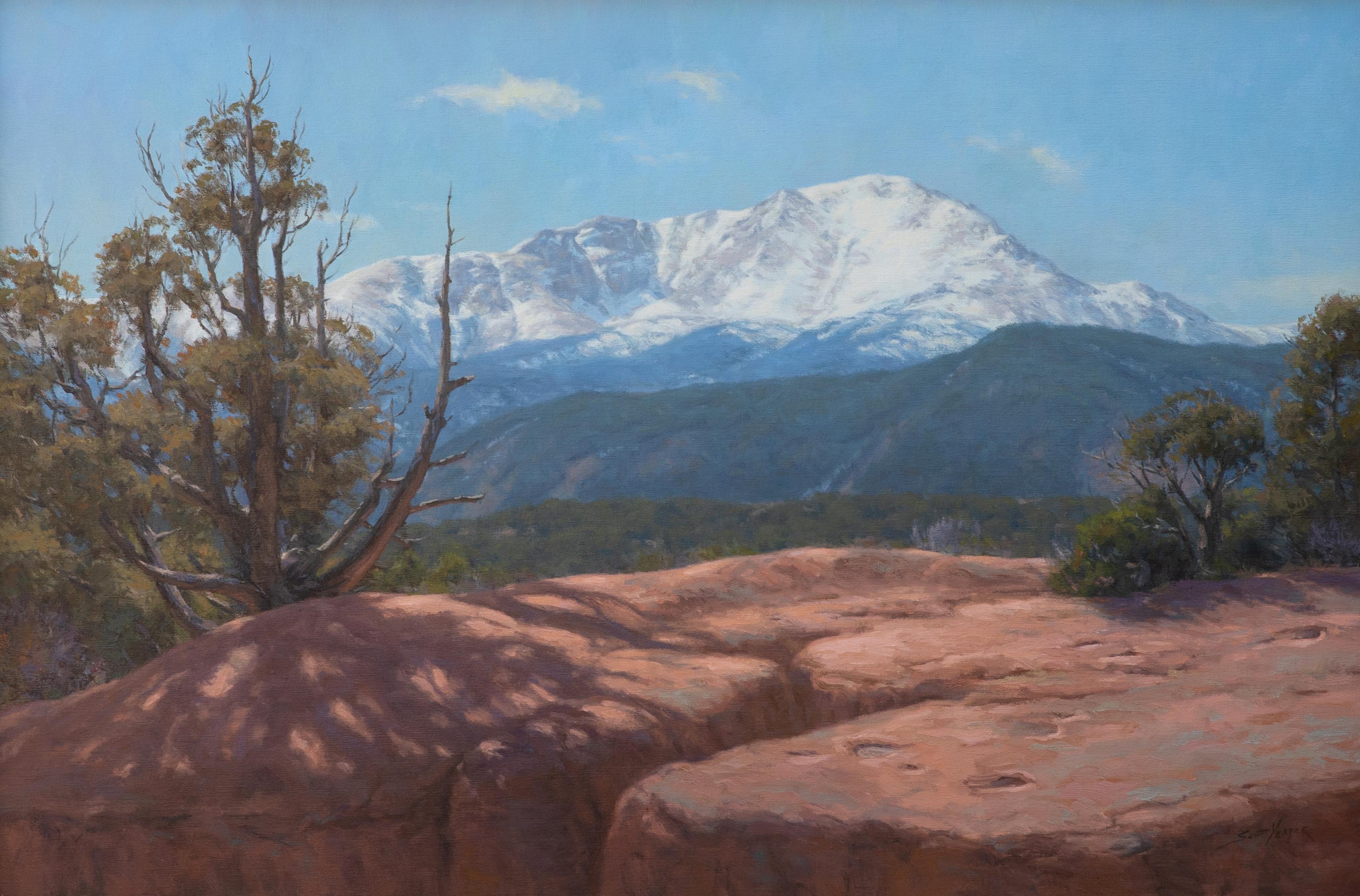 Garden View (Pikes Peak from Garden of the Gods) - Realist Painting by Scott Yeager