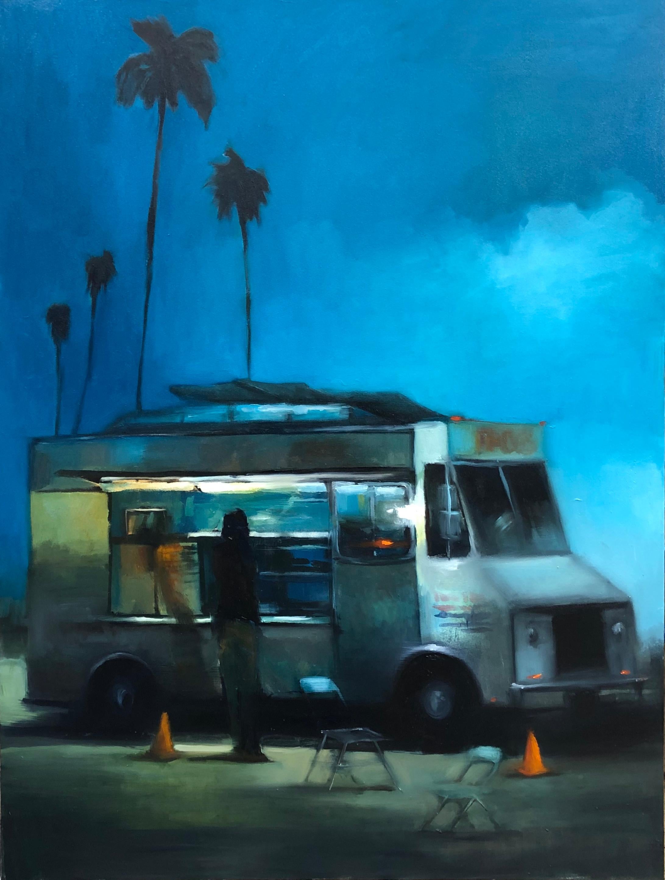 Scott Yeskel Landscape Painting - Taco Truck at Dusk