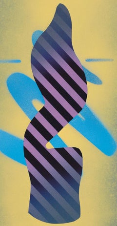 PROFILE ARP - Peinture au collage et technique mixte, abstraite, violette, bleue et jaune