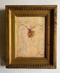 Scott Zuckerman Ölgemälde auf Karton Insekt Probe Studie eines Käfers