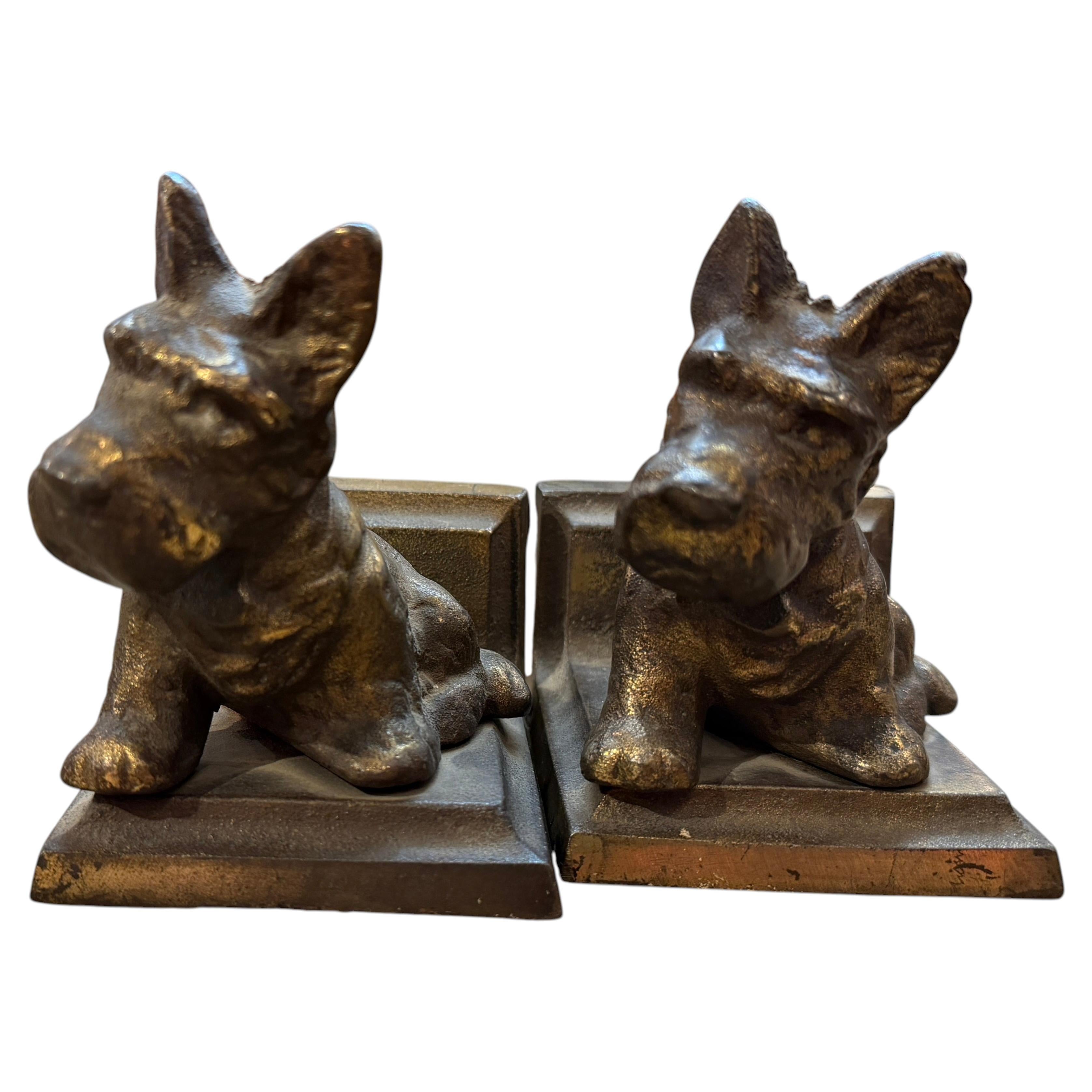 Scottie Bookends in Brass & Iron For Sale