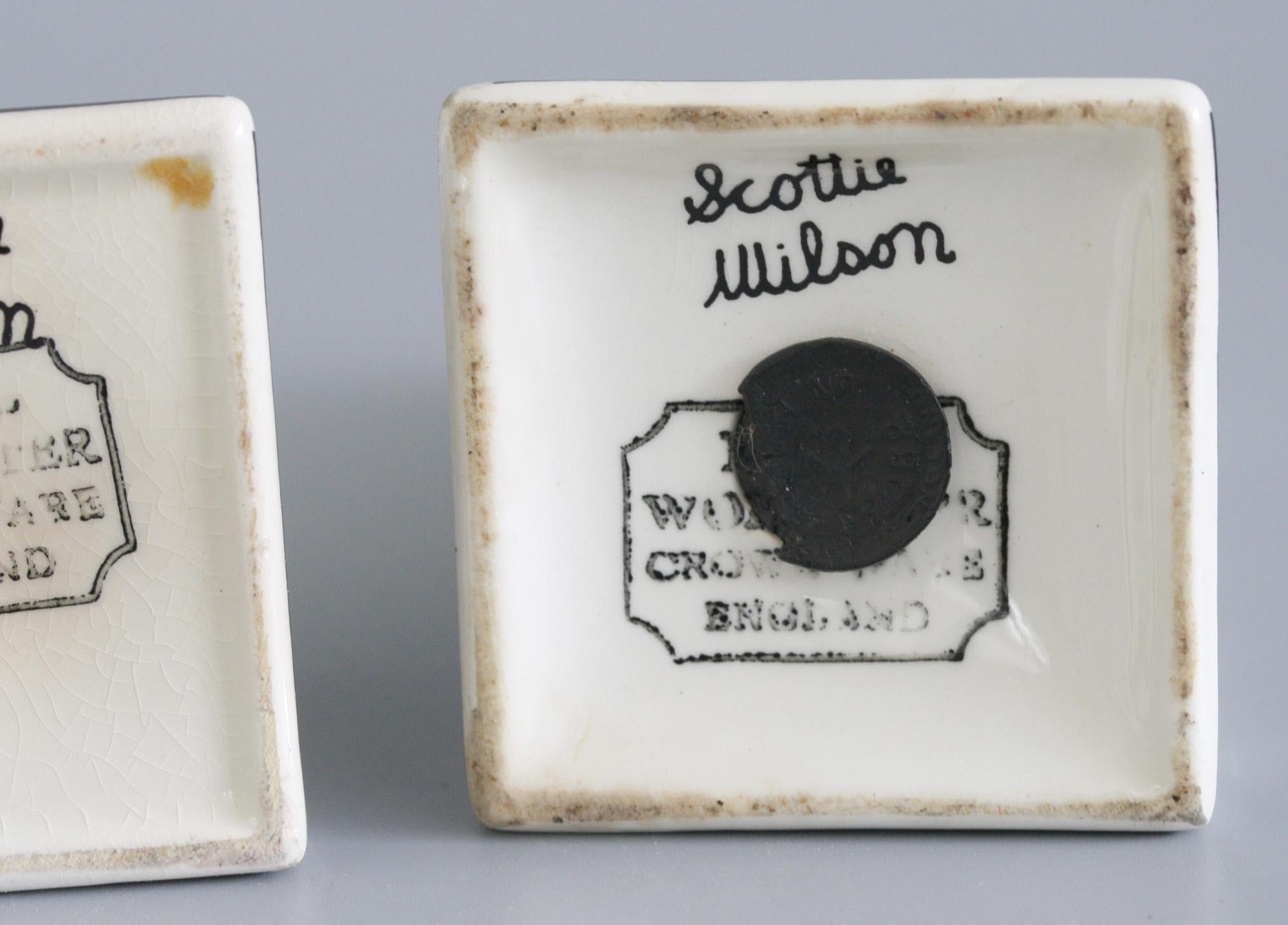 Scottie Wilson for Royal Worcester Art Pottery Cruet Set In Good Condition In Bishop's Stortford, Hertfordshire