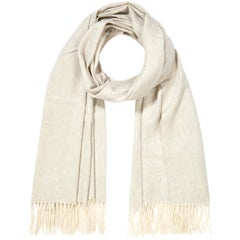 Scottish 100% Cashmere Shawl in Ivory Grey Print