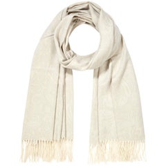 Scottish 100% Cashmere Shawl in Ivory Grey Print  