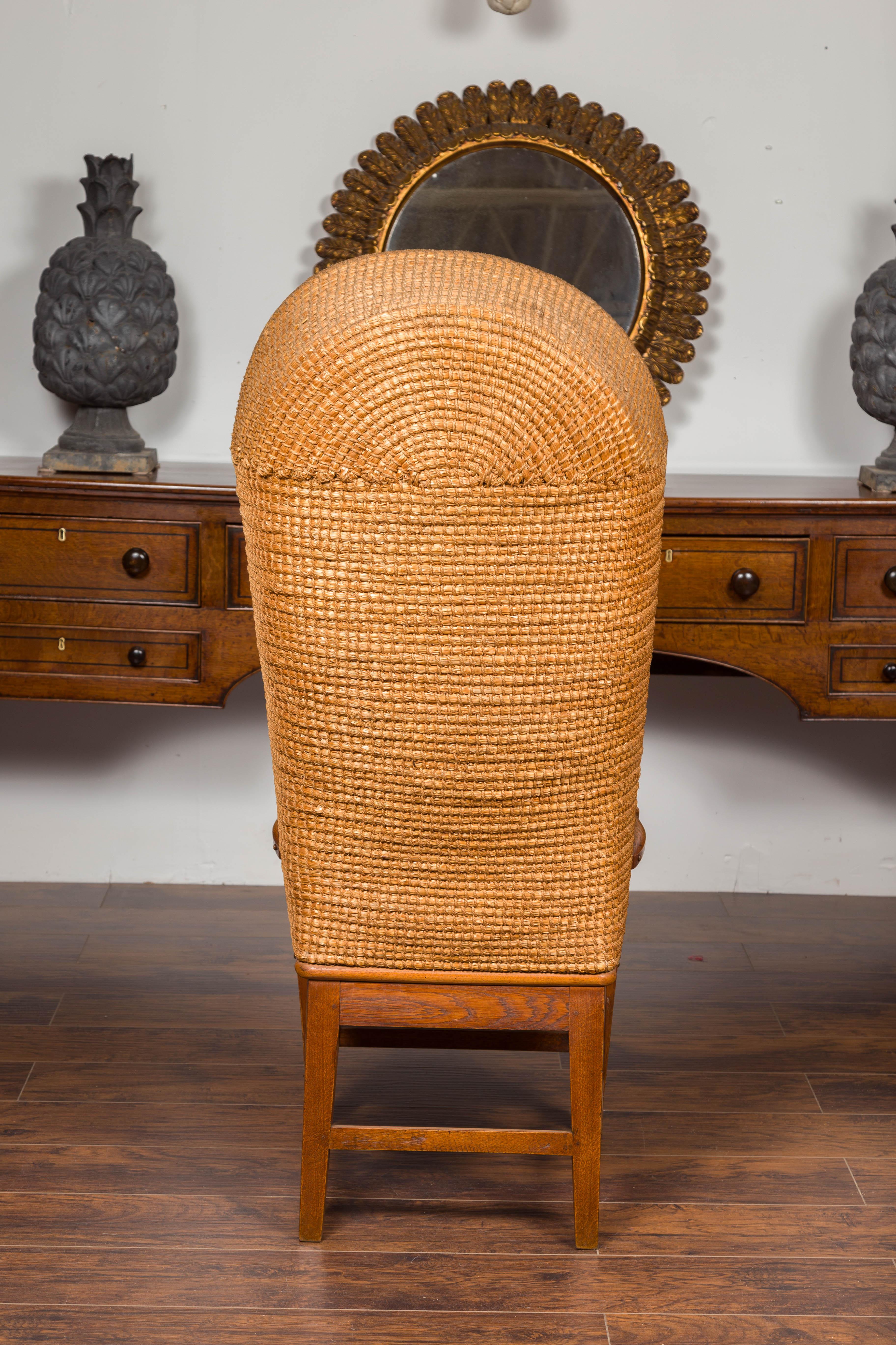 Scottish 1900s Orkney Island Canopy Chair with Hooded Handwoven Straw Back For Sale 1
