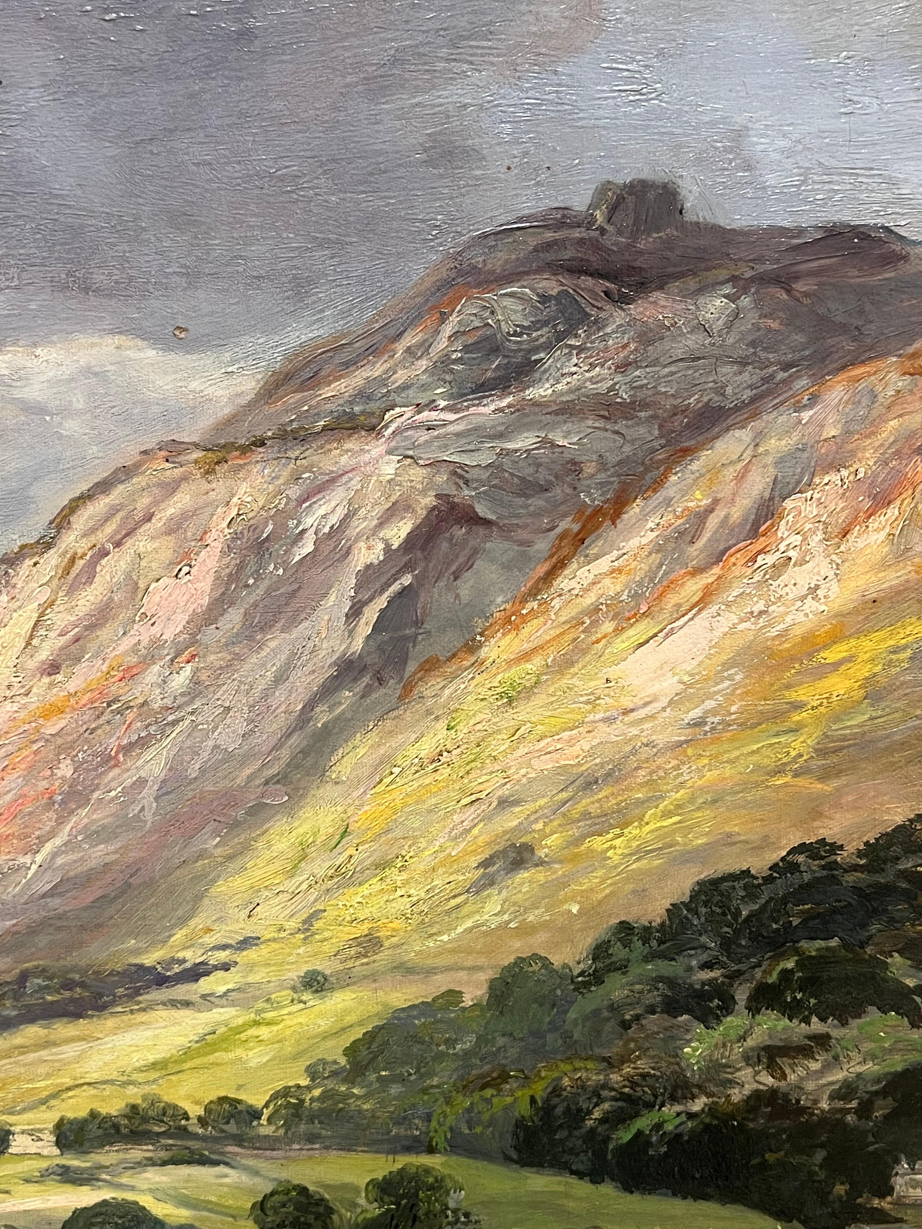 Gran paisaje escocés de las Highlands del siglo XIX Figuras y agua del lago Firmado 2