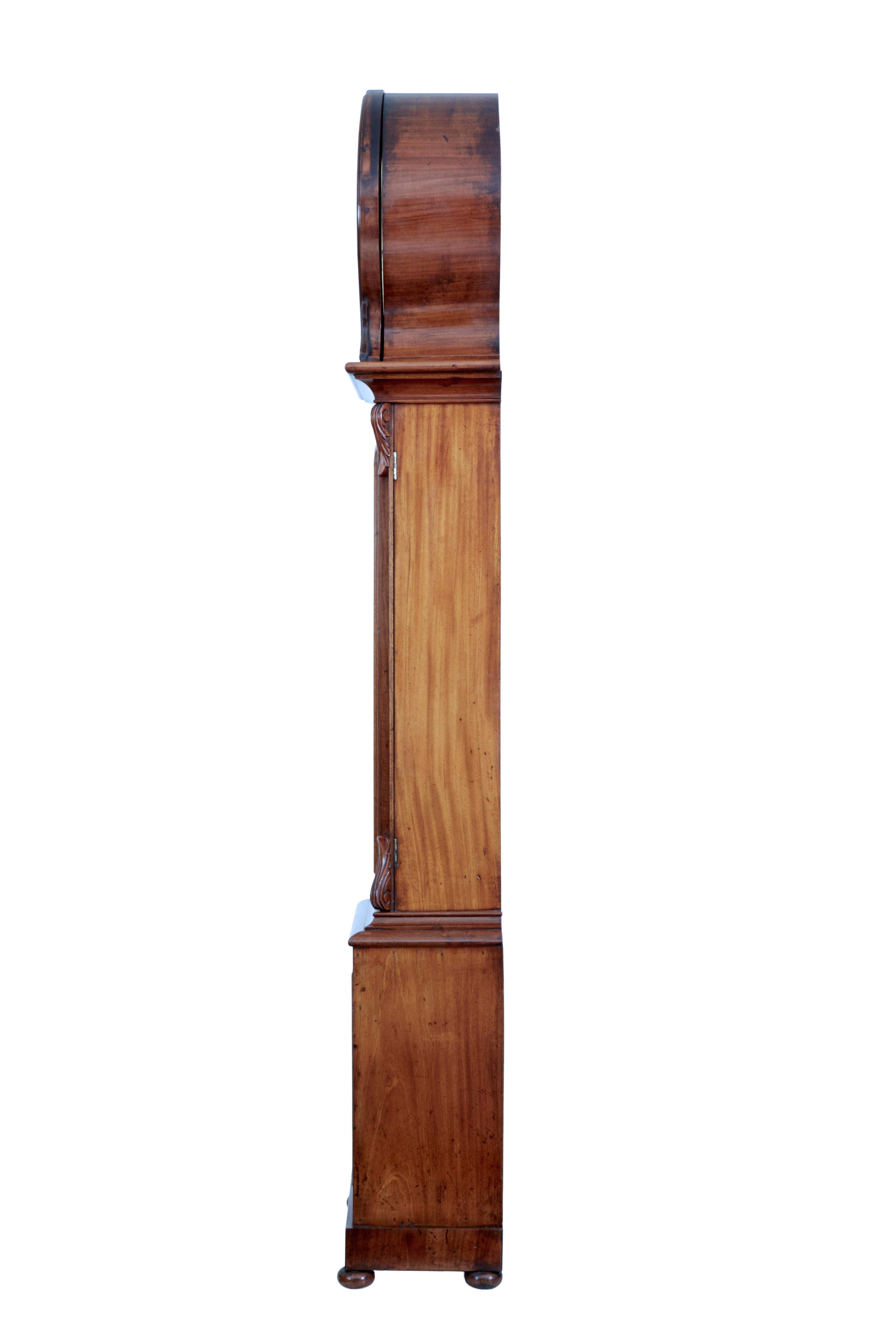 Victorian Scottish 19th Century Carved Mahogany Long Case Clock by Lumsden