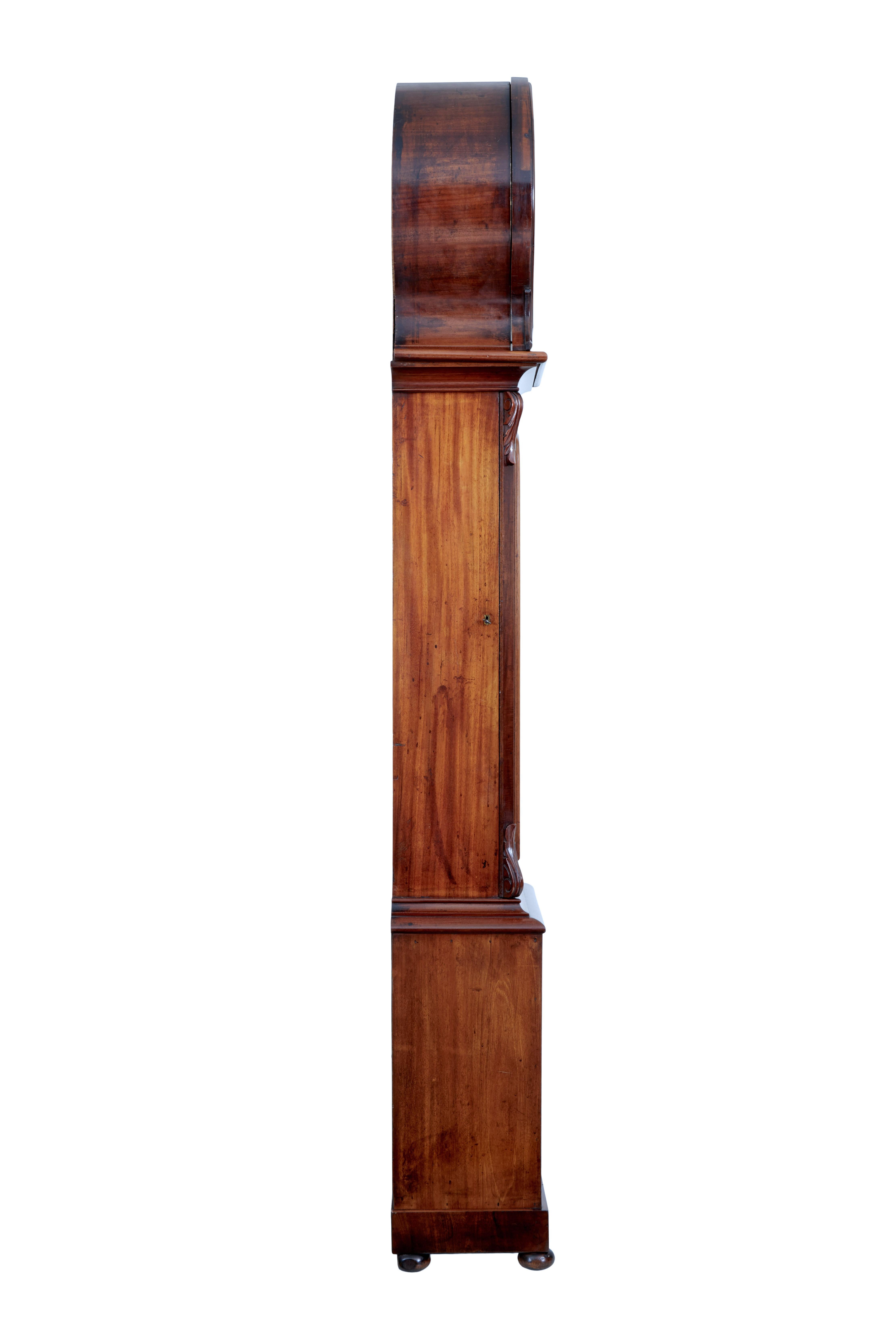 Enamel Scottish 19th Century Carved Mahogany Long Case Clock by Lumsden