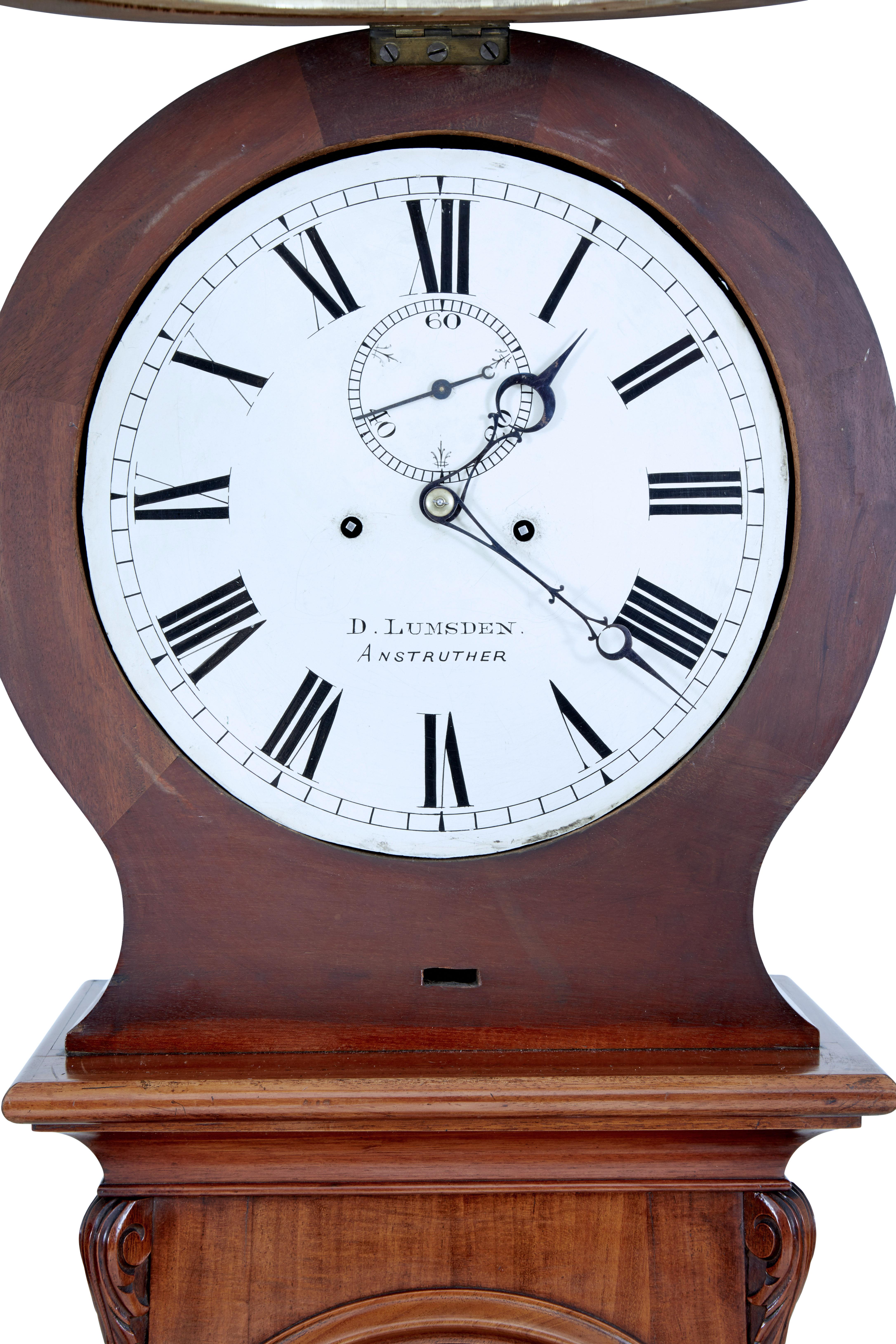Scottish 19th Century Carved Mahogany Long Case Clock by Lumsden 2