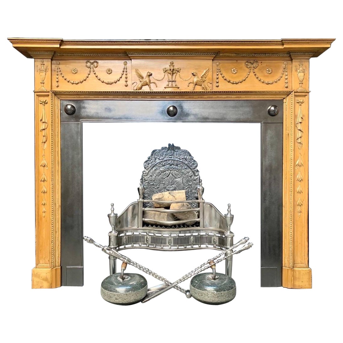 Scottish 19th Century Georgian Carved Pine Fireplace Surround.