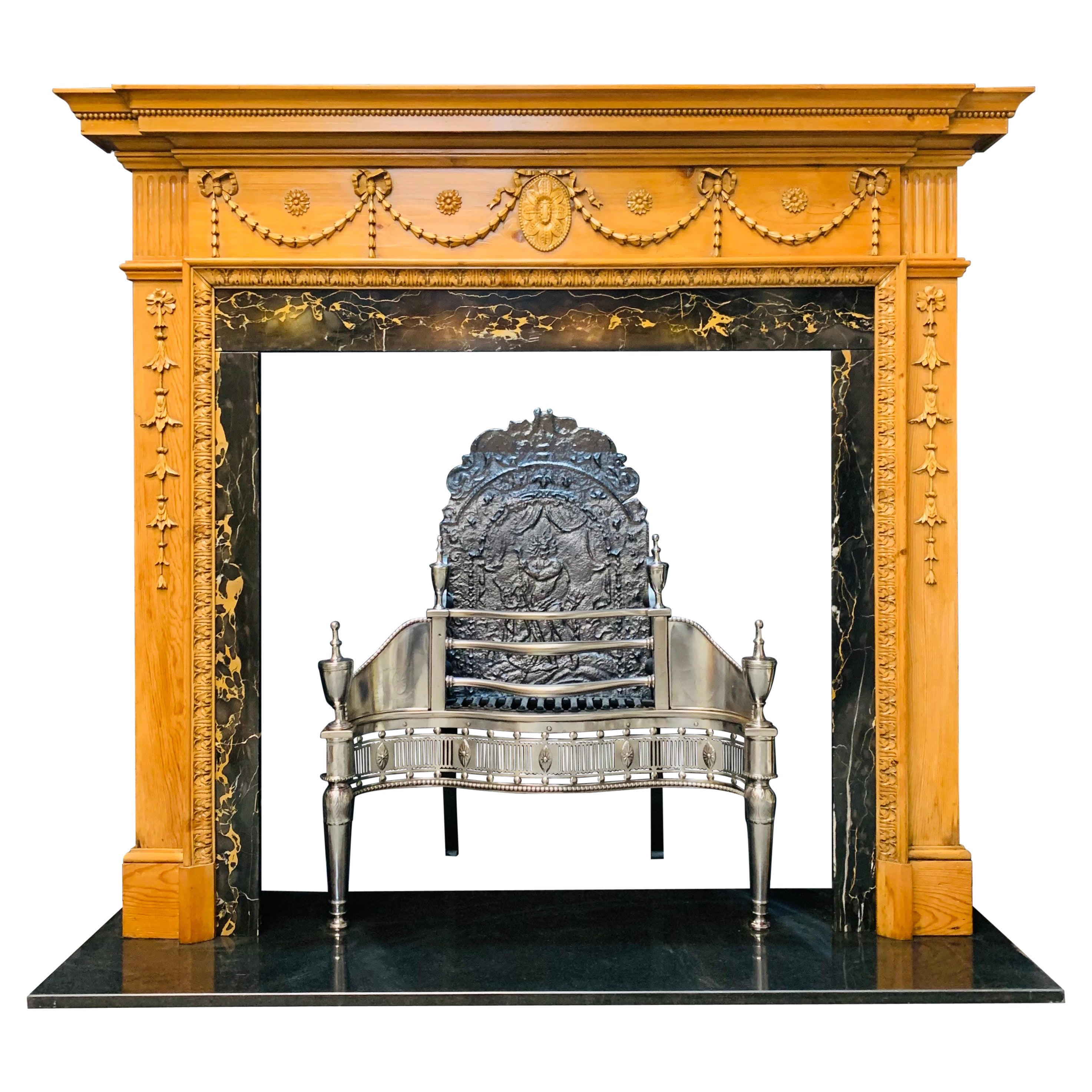 Scottish 19th Century Late Georgian Manner Carved Pine Fireplace Surround