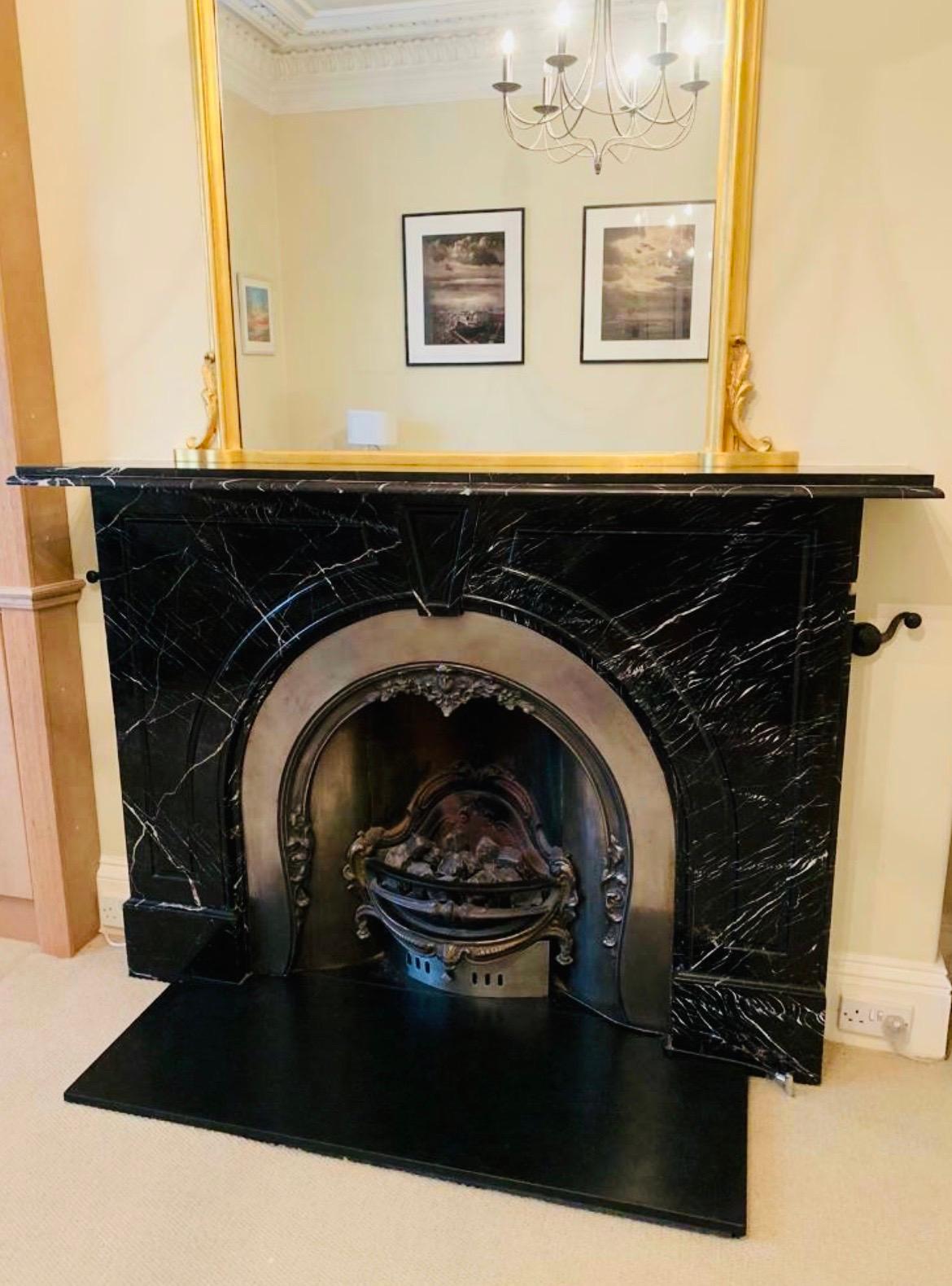 black marble fire place