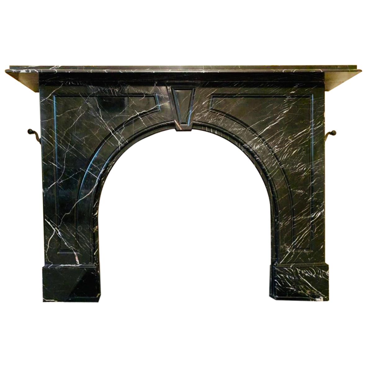 Scottish 19th Century Victorian Arched Black Marble Fireplace Surround