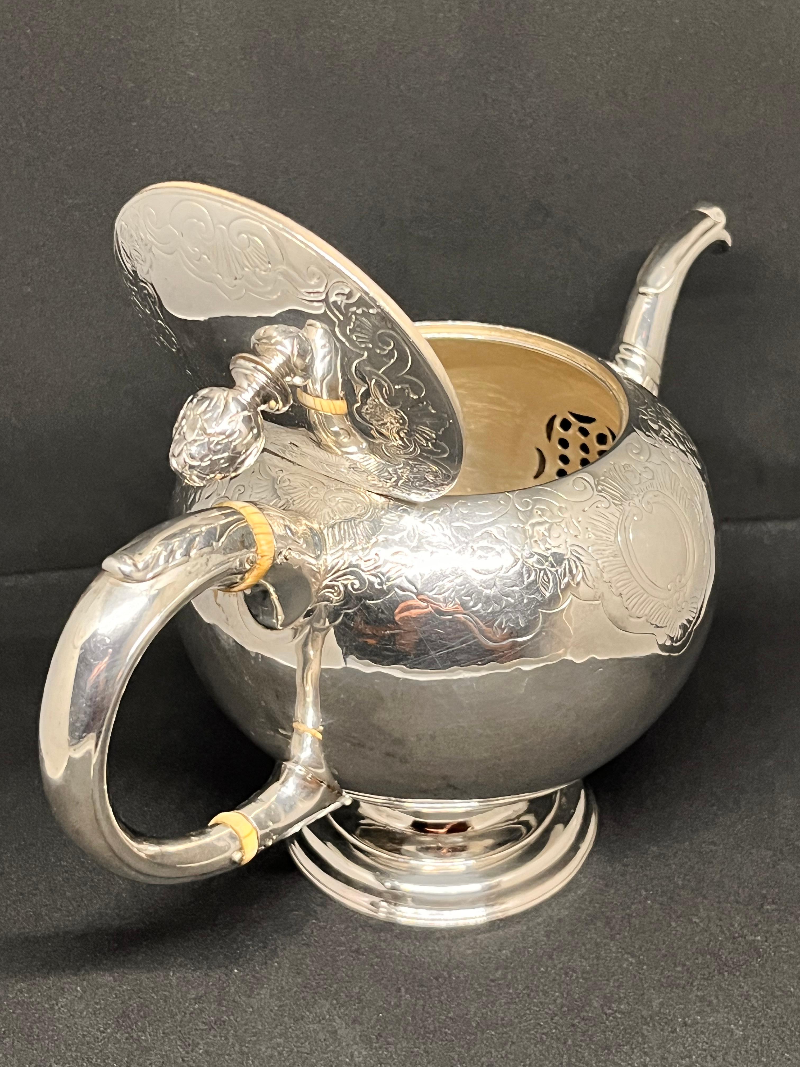Scottish. A Rare Mid-Eighteenth-Century George II Rococo Silver Bullet Teapot. In Good Condition In London, GB