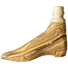 Antique Scottish Agate Pottery Flask in the Form of a Boot, circa 1840