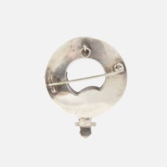 Scottish Agate Victorian Sterling Silver Garter Vintage Brooch Pin c1890