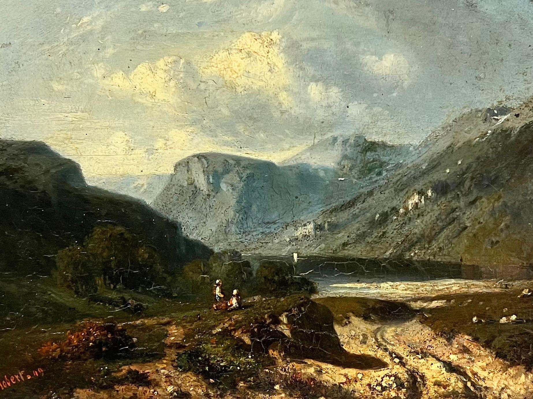 The Scottish Landscape
Scottish School, 19th century
signed A. Robert, dated  (18)99
oil on board, framed
framed: 12 x 14.5 inches
board: 7 x 9 inches
provenance: private collection, UK
condition: very good and sound condition  