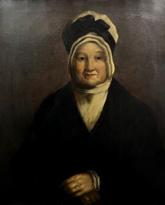 Fine Antique Scottish Oil Painting Portrait of Lady with Family Bio Details