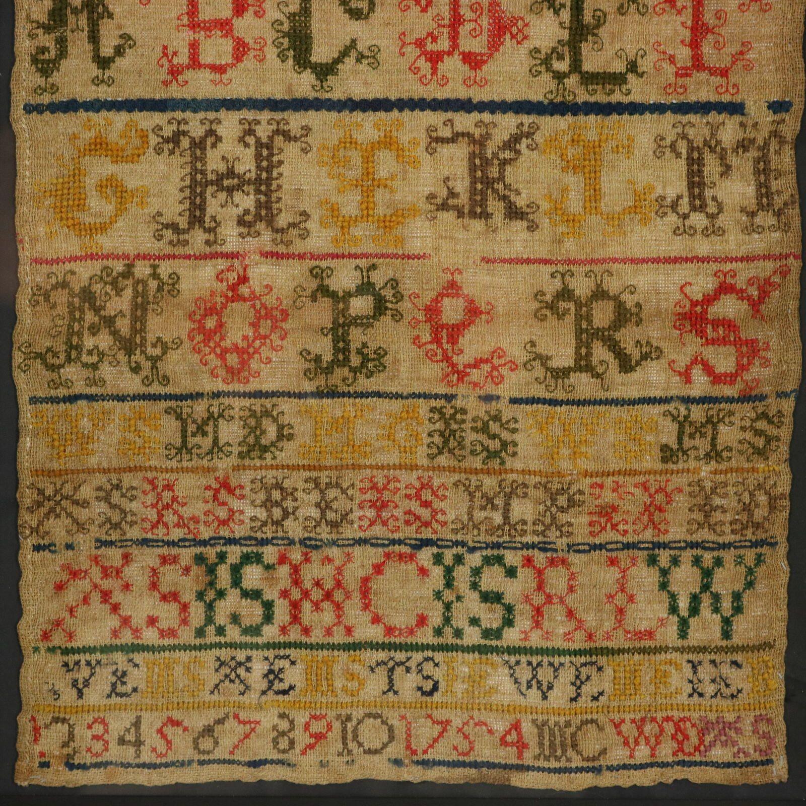 Mid-18th Century Scottish Antique Band Sampler, 1754 For Sale