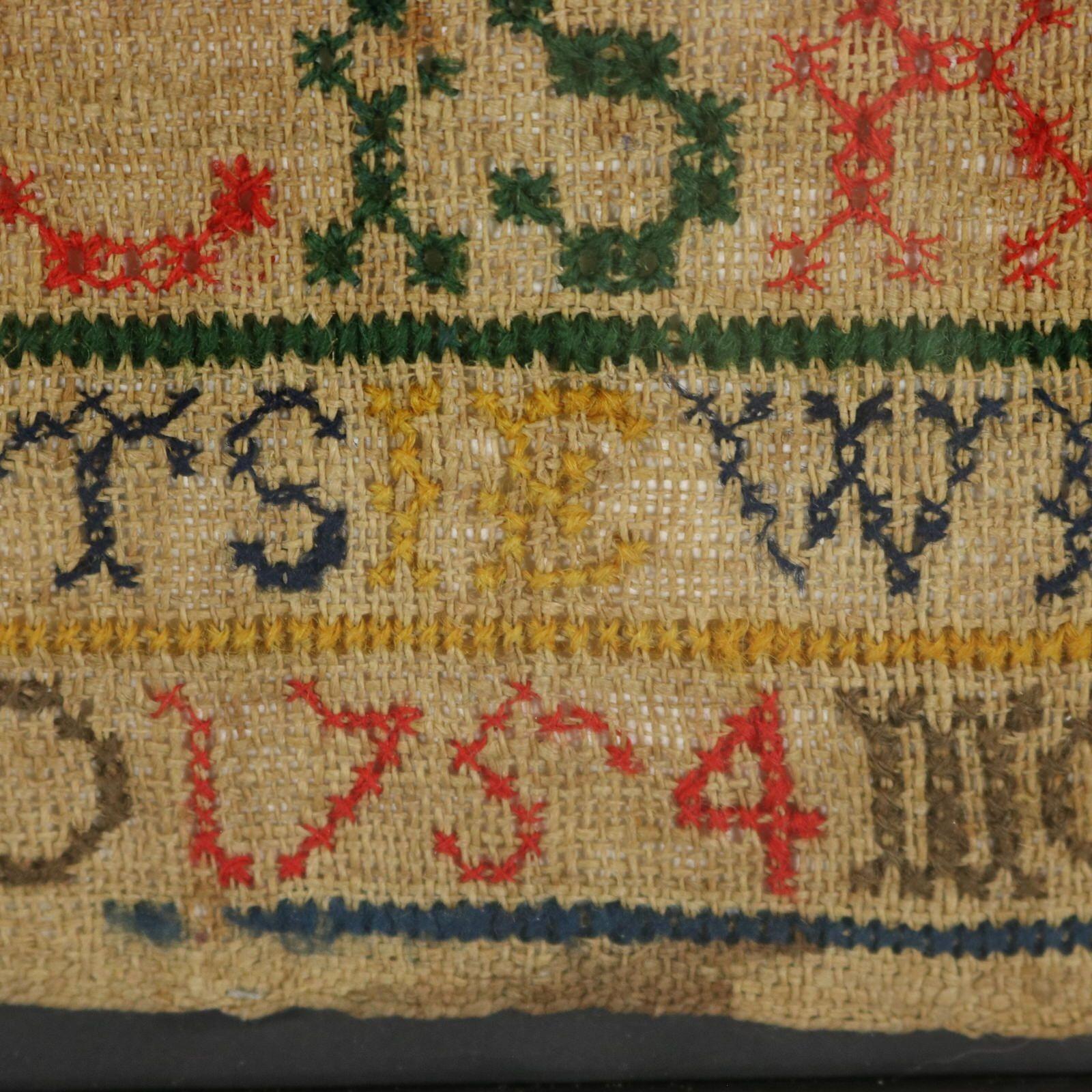 Wool Scottish Antique Band Sampler, 1754 For Sale