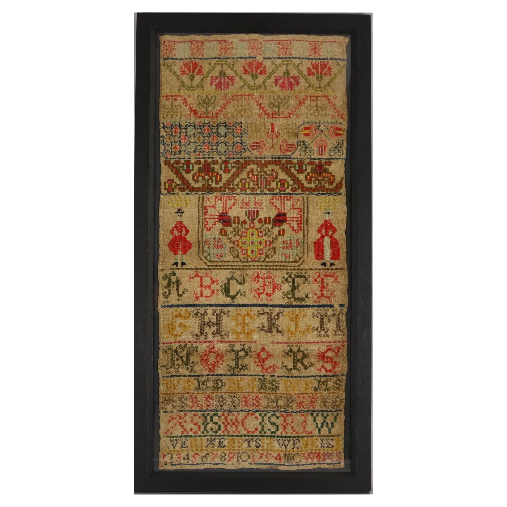 Scottish Antique Band Sampler, 1754 For Sale