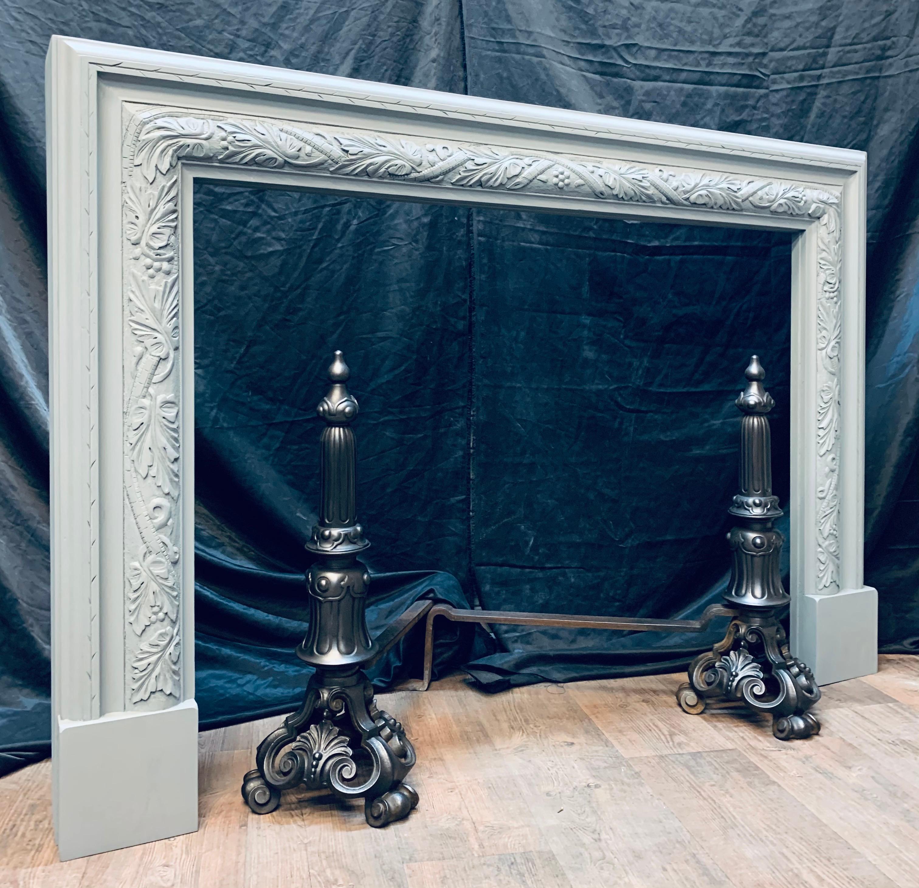 Scottish Antique Edwardian Solid Oak Carved Bolection Fireplace Surround In Good Condition For Sale In Edinburgh, GB