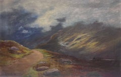 Brooding & atmosphärische schottische Berglandschaft, signiertes Ölgemälde d.1913