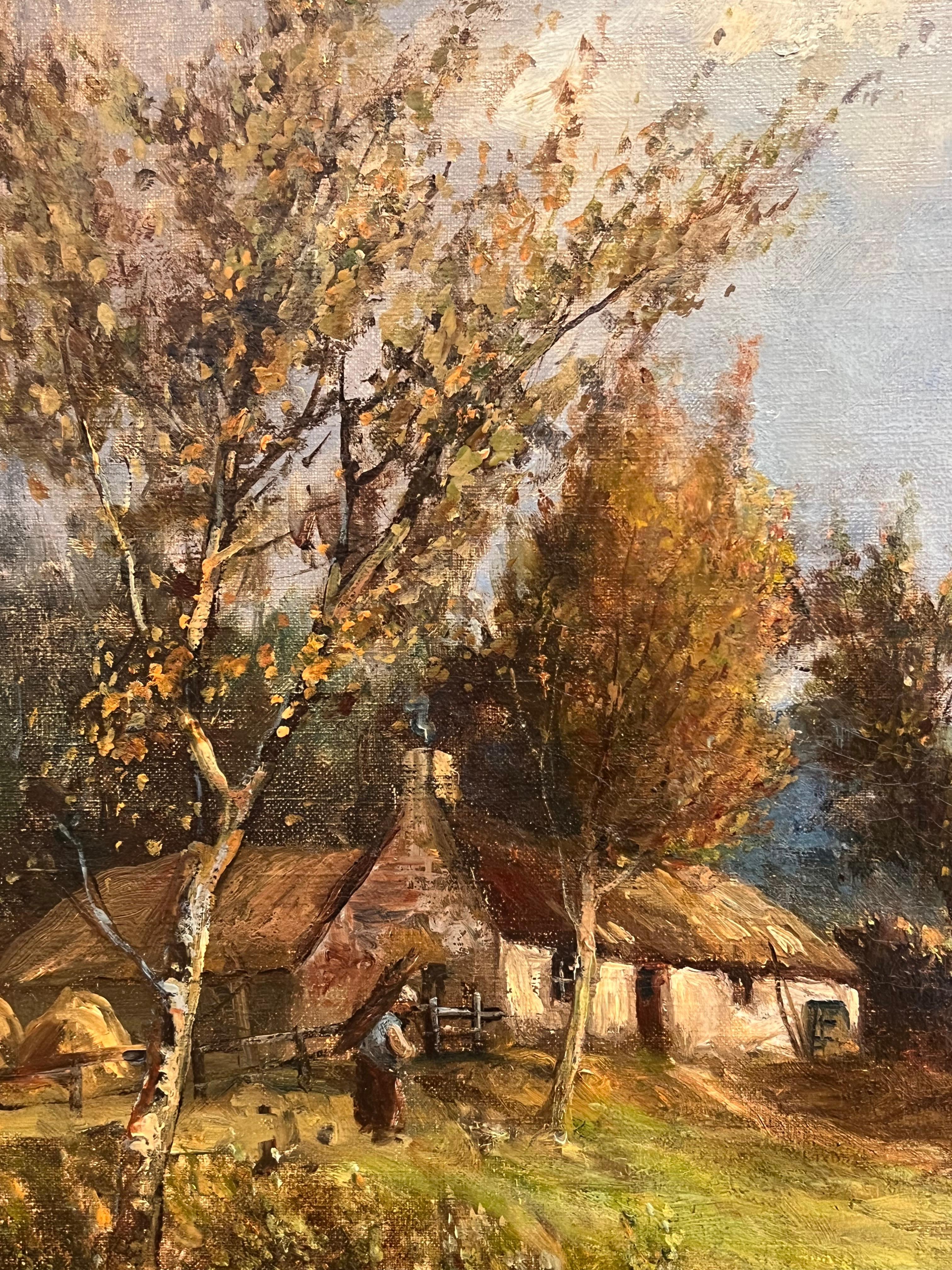Charmante traditionelle Landschaft, antikes Ölgemälde, Landhaus, Cottage Winding Path, traditionelle Landschaft (Viktorianisch), Painting, von Scottish Antique Oil