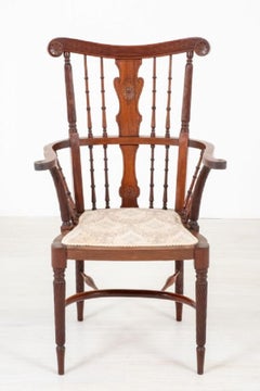 Scottish Arm Chair Antique Mahogany Seat, 1890