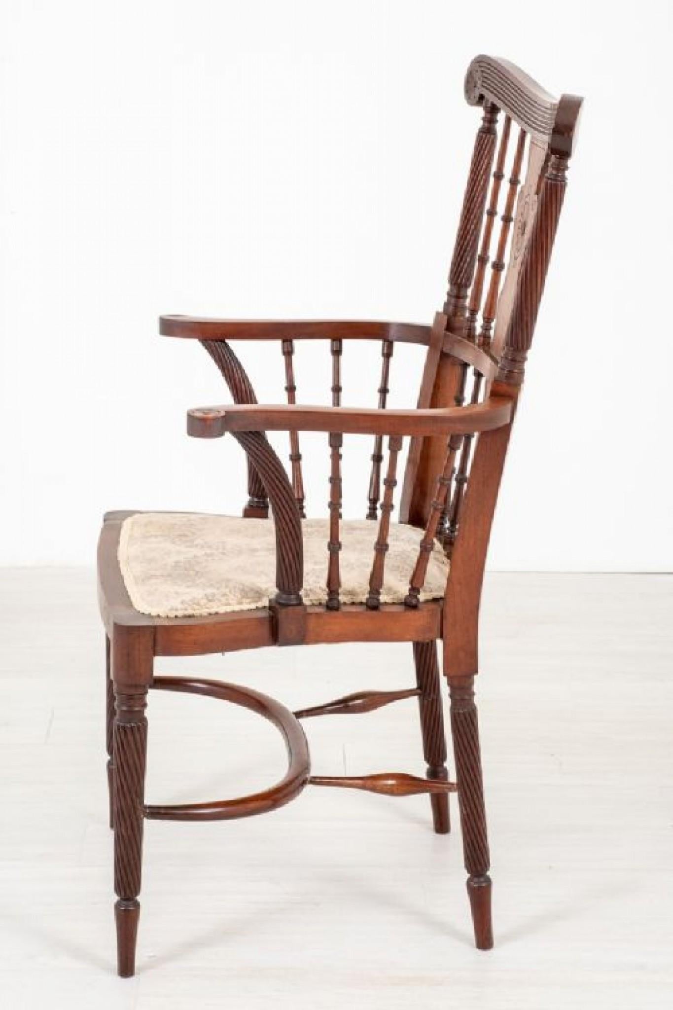 Scottish Arm Chair Antique Mahogany Seat, 1890 In Good Condition For Sale In Potters Bar, GB