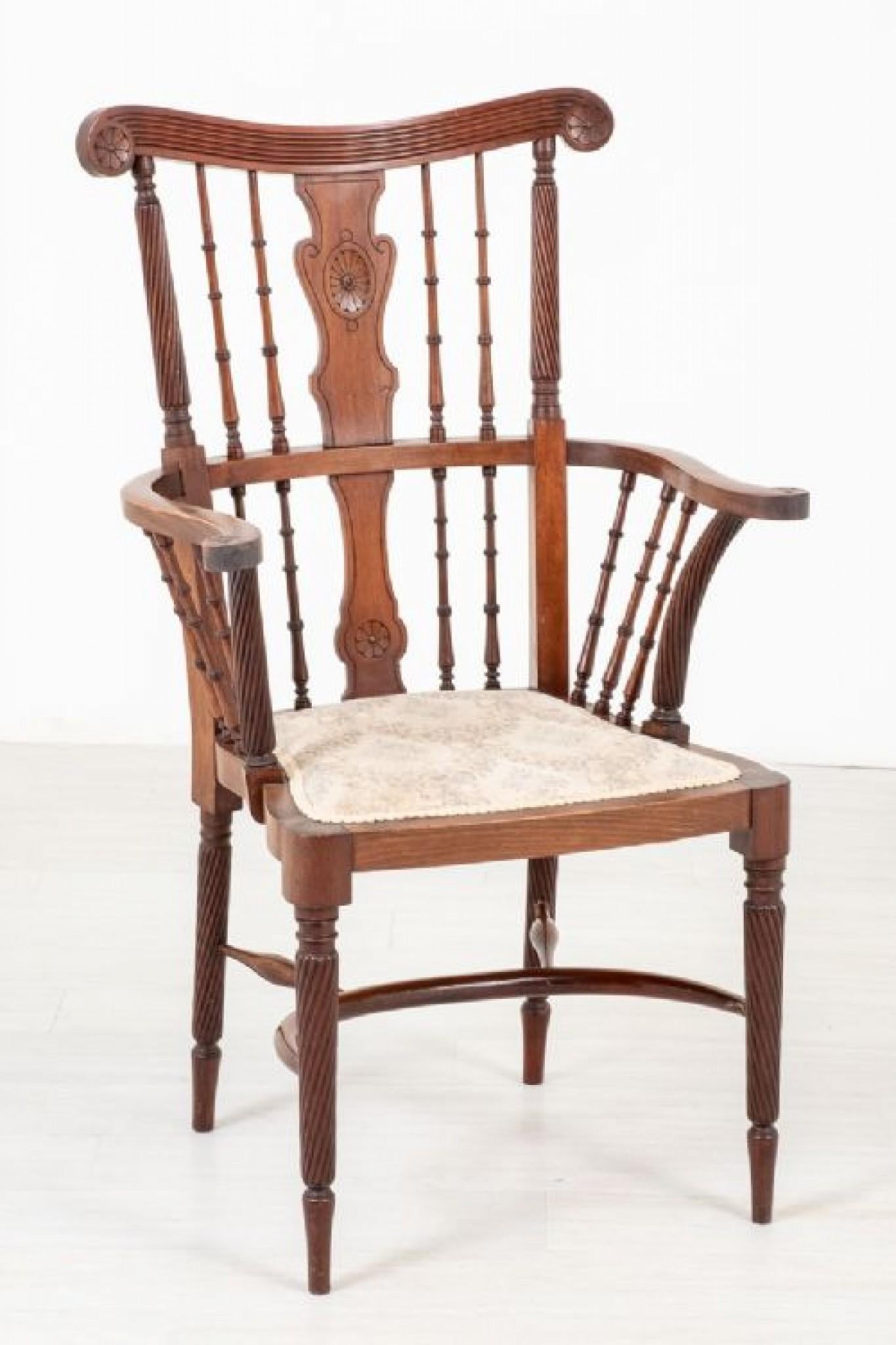 Scottish Arm Chair Antique Mahogany Seat, 1890 For Sale 1