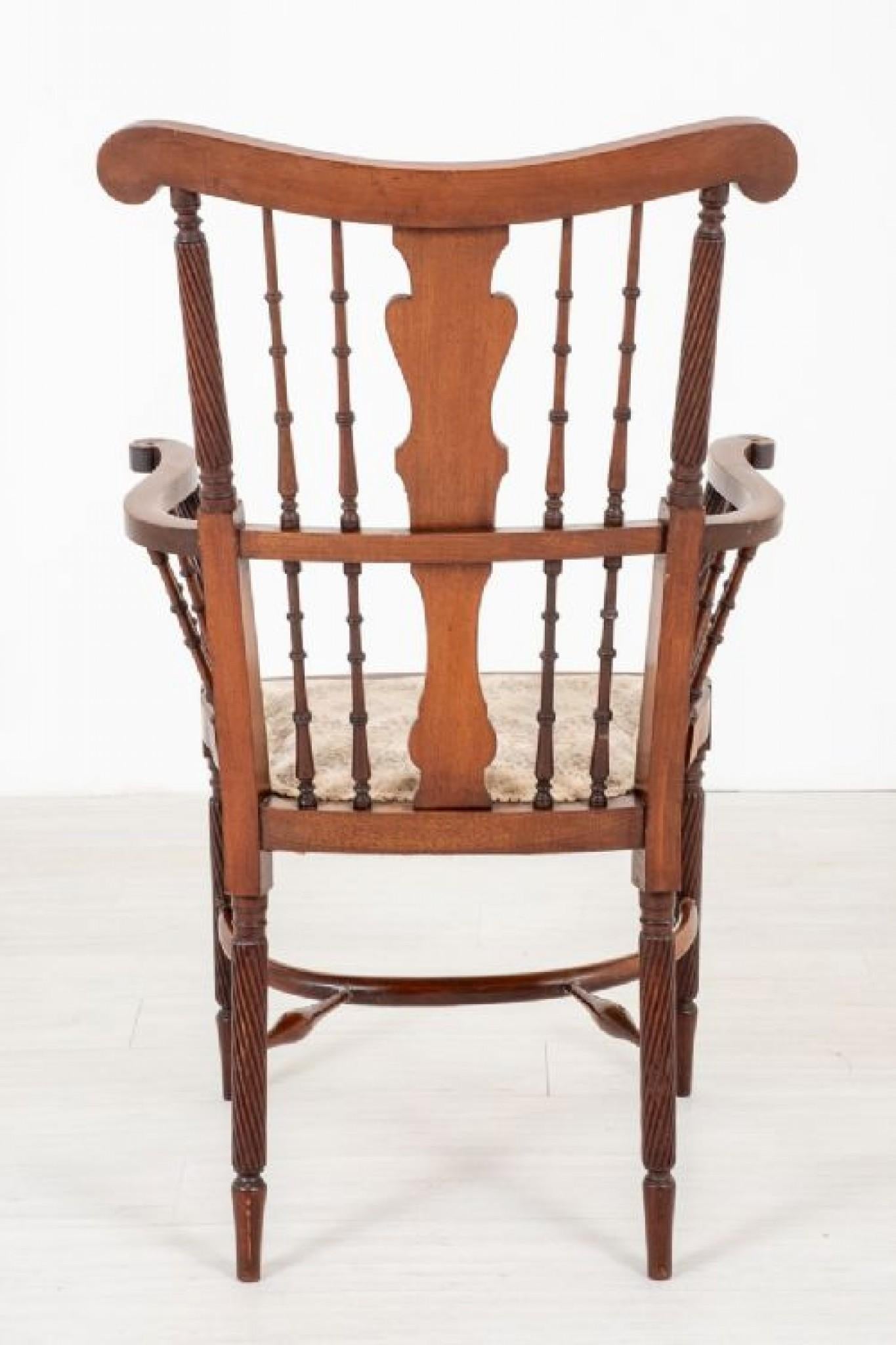 Scottish Arm Chair Antique Mahogany Seat, 1890 For Sale 3