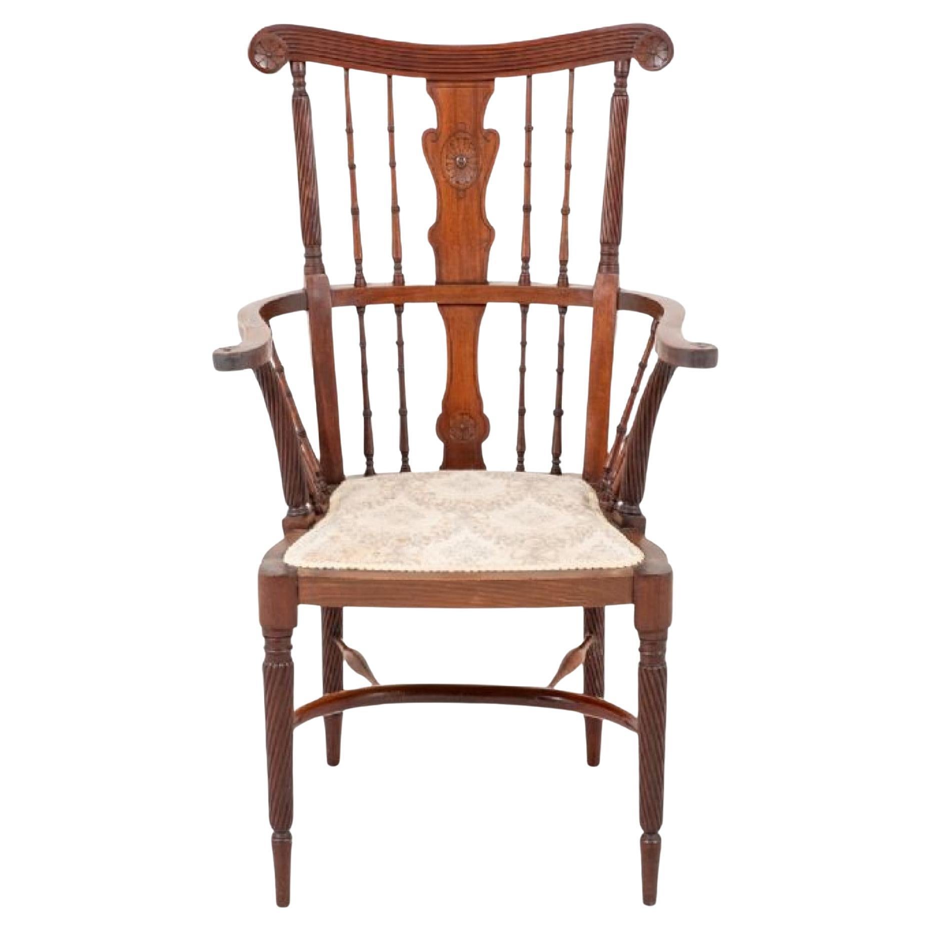 Scottish Arm Chair Antique Mahogany Seat, 1890 For Sale