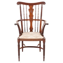 Scottish Arm Chair Antique Mahogany Seat, 1890